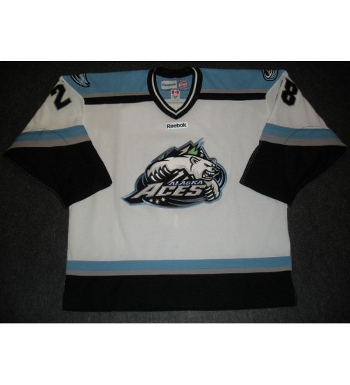 Custom ECHL 2012 13 Alaska Aces 28 Jarred Smith Home Jersey White